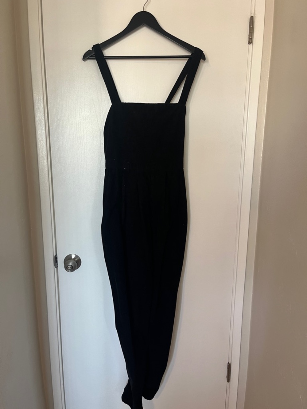 Corduroy Square Neck Jumpsuit with open back